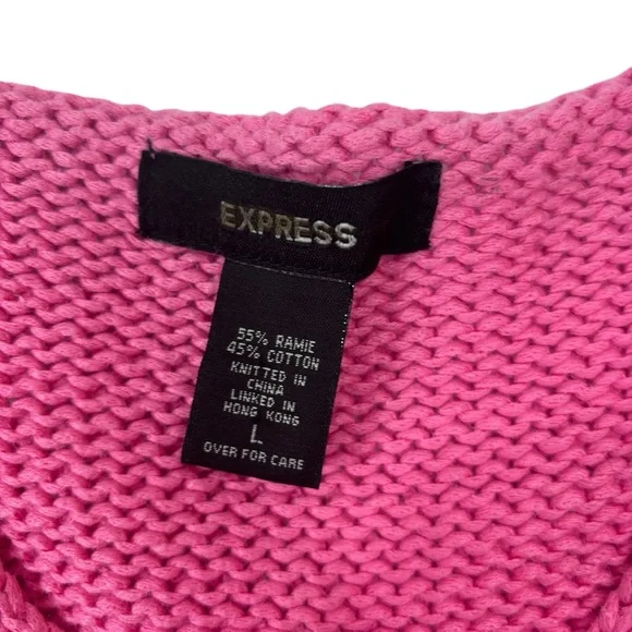 Express Vintage 90s Y2K Bubblegum Barbie Short Sleeve Knit Sweater Size L fits M - Picture 5 of 6